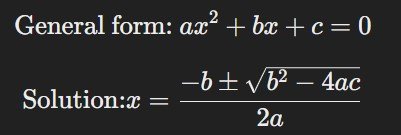 quadratic equation formula mbakarlo.com